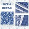 60Pcs Flower Cotton Pre-Cut Fabric Bundles Blue White Floral Fabric Squares(Blue)